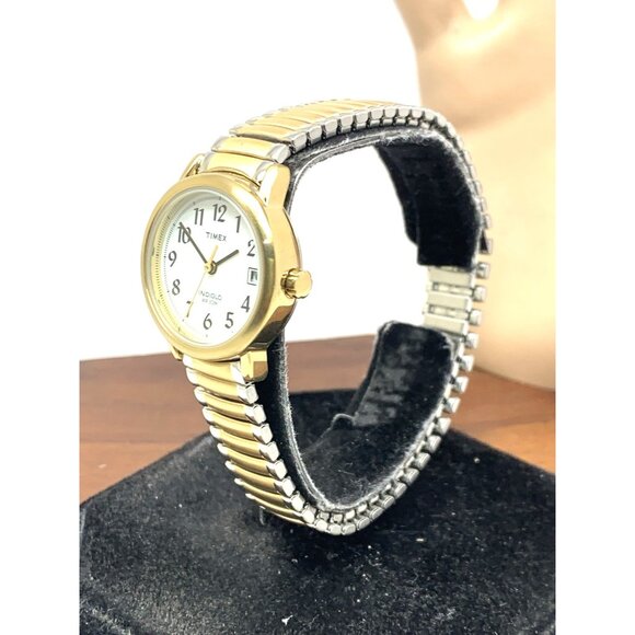 Timex Women's Watch T2H491 Indiglo Quartz Two Tone White Dial Expansion Band - Picture 2 of 14